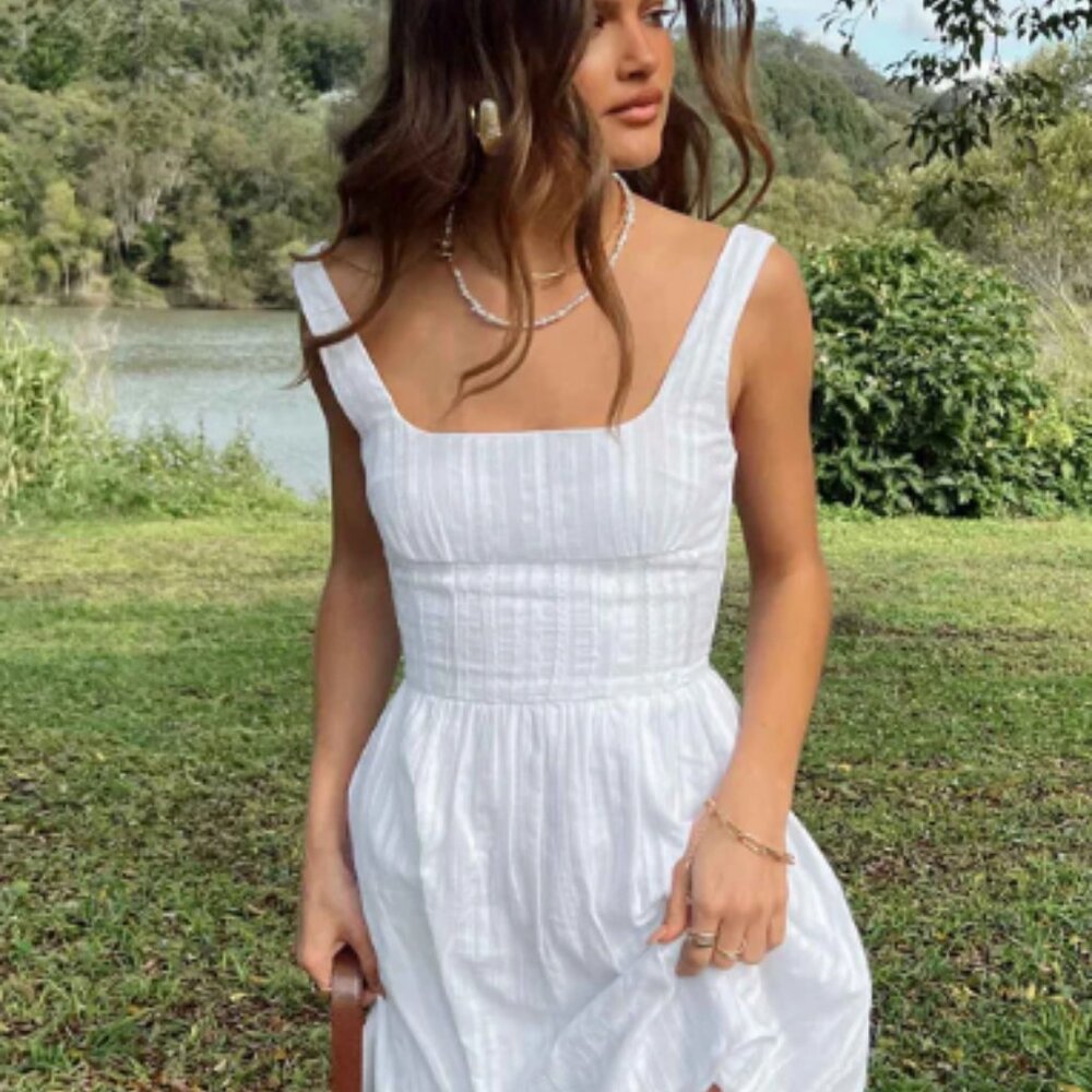 Princess Polly Lorinda Mini Dress White Size 0 NWOT with Zipper